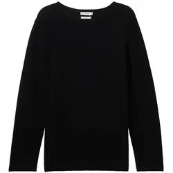 TOM TAILOR Damen Plus Size - Pullover mit Bio-Baumwolle, schwarz, Uni, Gr. 46