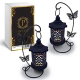PROLUXE® Kerzenhalter Vogelkäfig Deko Schwarz 2tlg Design - Premium Qualität Käfig Kerzenständer aus hochwertigem Metall - 2er Set Geschenkartikel Hochzeit Dekoration Vintage