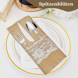 OEM Jute Bestecktaschen Weiß 22 x 11 cm