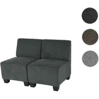 Modular 2-Sitzer Sofa Couch Lyon, Stoff/Textil ~ anthrazit-grau, ohne Armlehnen