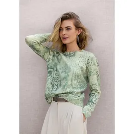 Madeleine Longpullover mit floralem Muster Grün / Weiß 44/46