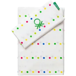 Benetton - 3-teiliges Bettwäscheset (Spannbettlaken 140 x 200 + 30 cm, Arbeitsplatte 240 x 240 cm, Kissenbezug 45 x 115 cm)
