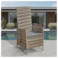 Mucola Rattanstuhl Verstellbarer Garten Relaxsessel Grau Polyrattan Gartenmöbel (Stück, 1 St), Verstellbare Rückenlehne grau