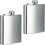 Relaxdays Flachmann 2er Set, 200ml - Silber