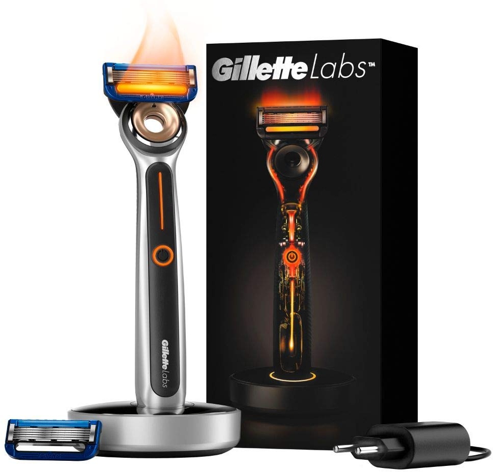 Gillette Labs Heated Razor Nassrasierer Herren, Rasierer + 2 Rasierklingen + Ladestation, beheizbar, Geschenk für Männer