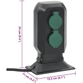 vidaXL Gartensteckdose 2-fach Schwarz/Grün