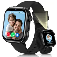 Smartwatch Kinder mit GPS und Telefon, Kinderuhr mit SIM, Videoanrufe, Sprachchat, Schulmodus SOS SMS Schlafmonitor, IP68 Wecker Schrittzähler Taschenlampe Kinder Smartwatch für Mädchen Jungen Schwarz