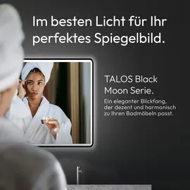 Talos LED Badspiegel Talos Black Moon 120x70 cm - Badezimmerspiegel mit Beleuchtung - feuchtwassergeeignet durch Aluminiumrahmen - Licht-Farbe Neutralweiß