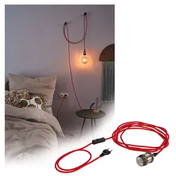 Neordic Eldar inkl. Stecker E27 max. 20W Rot/Nickel gebürstet dimmbar Metall