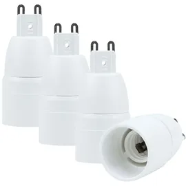 Intirilife G9 auf E14 Lampensockel Adapter in WEISS – 4x Lampenadapter zum Umformatieren von G9 auf E14