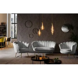 SalesFever Couch Samt 2-Sitzer Hellgrau
