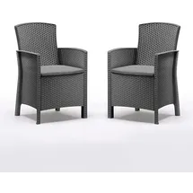 BICA Poltrona 2er Set Lido Gastro Sessel inkl. Sitzkissen, Graphit, Gartensessel, Wetterfest