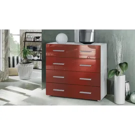 Vladon Pavos V1 76 x 72 x 35 cm Weiß matt / Bordeaux Hochglanz