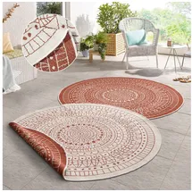 HANSE HOME Teppich Porto Wendeteppich, rund, Höhe: 5 mm, In-& Outdoor, Wetterfest, Balkon, Garten, Wohnzimmer, Wasserfest braun Ø 100 cm x 5 mm