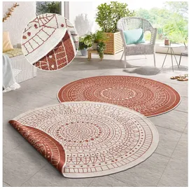 HANSE HOME Teppich Porto Wendeteppich, rund, Höhe: 5 mm, In-& Outdoor, Wetterfest, Balkon, Garten, Wohnzimmer, Wasserfest braun Ø 100 cm x 5 mm