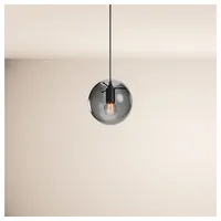 S.luce Pendelleuchte Orb Glaskugel Hängelampe 150cm Aufhängung Schwarz Rauch