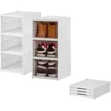 Hisdricus 3 stufige faltbare Schuhboxen stapelbar - Schuhaufbewahrung - belüftet und staubdicht- ideal für Eingangsbereich, Flur, Schlafzimmer, Schuhorganizer für Schuhe
