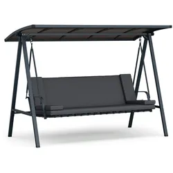 Blumfeldt LuxeLounge Hollywoodschaukel 3-Sitzer individuell verstellbar pulverbeschichtet wetterfest Anthrazit