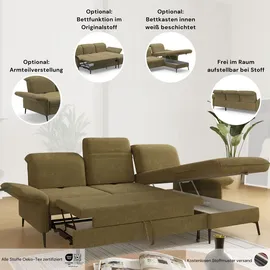 sit&more Ecksofa SIT & MORE "Emely, inkl. Sitztiefenverstellung", grau (taupe), B:264cm H:92cm T:198cm, 95%Polyester, 5% Polyamid, Sofas, Ecksofa, wahlweise mit Bettfunktion,Bettkasten,Kopf- & Armteilverstellung