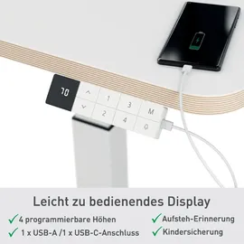 Leitz Schreibtisch Ergo elektrisch höhenverstellbar Weiß