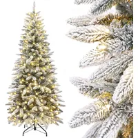 Yorbay Künstlicher Weihnachtsbaum Slim mit Beleuchtung LED Tannenbaum für