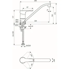 Ideal Standard Küchenarmatur Alpha, Ausld.224mm, BC490AA