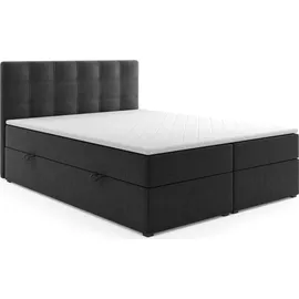 m-punkt24 Boxspringbett Prag 180 x 200 cm H3 Schwarz/Grau