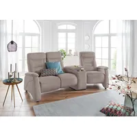 exxpo - sofa fashion "Ascoli, Kinosofa mit hohem Sitzkomfort, bequeme Armlehnen", grau (taupe), B:251cm H:106cm T:99cm, NaturLEDER (echtes Rindsleder) in Sitz und Rücken.