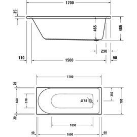 Duravit D-Neo Rechteckbadewanne 70 x 170 cm (700478000000000)