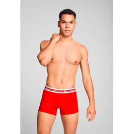 Puma Boxershorts PUMA "PUMA MEN EVERYDAY PLACED LOGO BOXERS 2P", Damen, Gr. M, rot (rot, schwarz), Jersey, Obermaterial: 95% Baumwolle, 5% Elasthan, unifarben mit Farbeinsatz, normal, Unterhosen, mit Logo Webbund