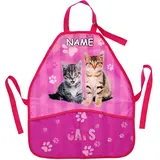 alles-meine.de GmbH Kinderschürze/Schürze - Katze - Katzenbabys - inkl. Name - größenverstellbar - mit 2 Taschen - mitwachsend - universal/beschichtet & wasserdicht - für Mäd..