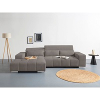 Cotta Ecksofa »Orion L-Form«, mit Recamiere, inkl. verstellbaren Kopfstützen und 3 Kissen, grau