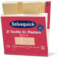 Cederroth Salvequick Textilpflaster XL, Extra große, robuste und hochwertige Wundpflaster, 1 Box = 6 x 21 Stück
