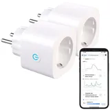 Luminea Home Control 2er-Set 2in1-WLAN-Steckdose, bidirektionale Strom-Messung, 16 A, App