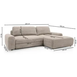 Selsey Ecksofa mit Schlaffunktion Alferia ¦ beige ¦ Maße (cm): B: 264 H: 82