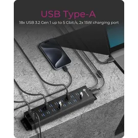 Icy Box IB-HUB1720-U3 18+2 Port USB Hub, 96W Netzteil