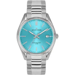 Jacques Lemans 50-3D Herrenarmbanduhr Derby Edelstahl/Türkis