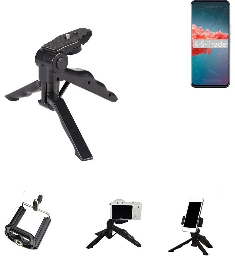 K-S-Trade für Xiaomi Redmi Note 9 5G Smartphone-Halterung, (Stativ Tisch-Ständer Dreibein Handy-Stativ Ständer Mini-Stativ) schwarz