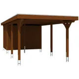 SKANHOLZ Spessart Einzelcarport mit Abstellraum 3,55 x 8,46 m nussbaum