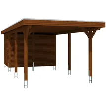 SKANHOLZ Spessart Einzelcarport mit Abstellraum 3,55 x 8,46 m nussbaum
