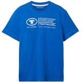 TOM TAILOR Herren T-Shirt mit Print, blau, Logo Print, Gr. M