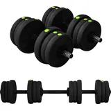 SPORTNOW 2-in-1 Hantel Set, 20 kg verstellbar Dumbbell Set mit 12 Hantelscheiben, bodenschonend für Krafttraining, Fitness, Gewichtheben, Schwarz   Aosom