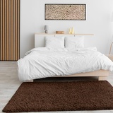 VIMODA Prime Shaggy Hochflor Langflor Teppich Einfarbig Modern Braun, Maße:Ø 80 cm Rund