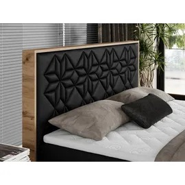 MKS Meble Boxspringbett 160x200 mit Bettkasten, Polsterbett 160x200 mit Matratze H3, Boxspringbett 160x200 mit Kopfteil, Boxspringbett mit Massivholz - Nessi... - Schwarz