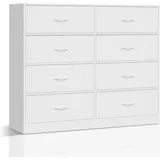 Woltu Kommode, Weiß, Holzwerkstoff, Textil, 8 Schubladen, Rechteckig, 108x89x30 cm, Wohnzimmer Flur, aus Metall, 108x30x89