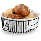 Zeller Present Brotkorb m. Beutel, Metall/Baumwolle, schwarz