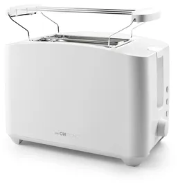 Clatronic Clatronic® Toaster 2 Scheiben | Toaster mit Auftau-/Aufwärm-/Schnellstoppfunktion | Toaster mit Brötchenaufsatz | Toaster weiß