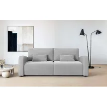 OTTO home 3-Sitzer OTTO HOME "JIGGS wahlweise Schlafsofa mit Bettkasten, Maße B/H/T: 228/96/110 cm", grau (hellgrau), B:228cm H:96cm T:110cm, 100% Polyester, Sofas, Sofa mit Wellenunterfederung, enthält 2 Rückenkissen und 2 Zierkissen