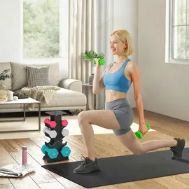 sportnow Hantel-Set Kurzhanteln 1-4 kg rutschfeste Griffe bunt/grau/grün/rosa