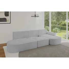 altdecor Eckcouch Cord 5-Sitzer Grau